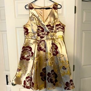 ModCloth Liza Luxe Gold and Burgundy Dress